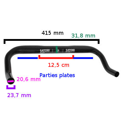 Guidon corne de vache plat pour vélo fixie et singlespeed Satori - #5