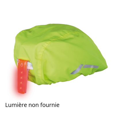 Housse de pluie fluo pour casque vélo avec attache pour feu - #3