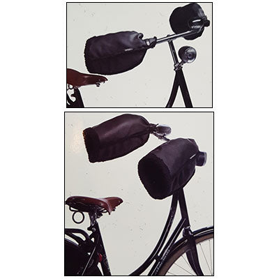 Manchons Basil noirs en cuir végétal sur guidon vélo  - #6