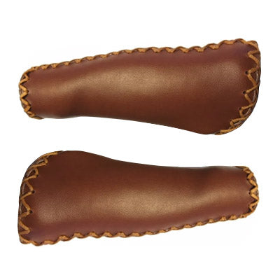 Poignées vélo ergonomiques imitation cuir marron - #1