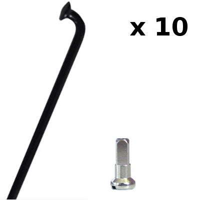 Rayons vélo noirs 2 mm avec écrous - Lot de 10 pièces - #1