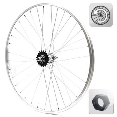 Roue arrière de vélo à rétropédalage 1 V 26 pouces axe à écrou - #1