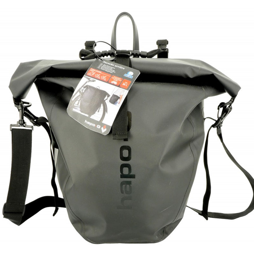 Sacoche vélo étanche Hapo-G 20L sur porte-bagages