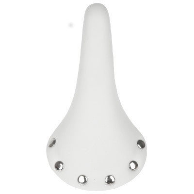Selle vélo vintage blanche imitation cuir avec rivets - #3