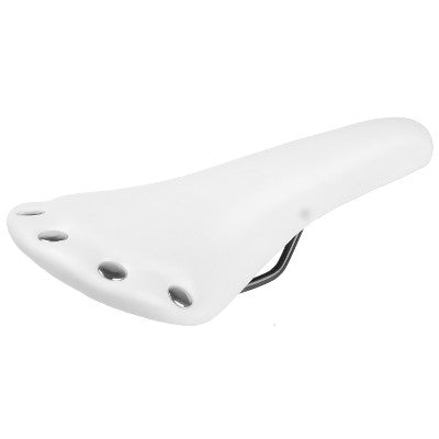 Selle vélo vintage blanche imitation cuir avec rivets - #1